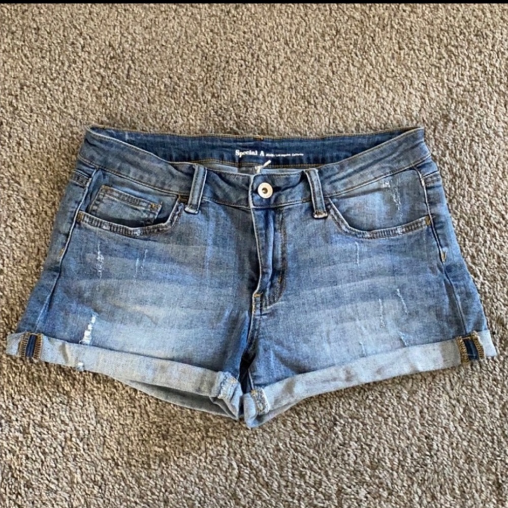 Cuffed Denim Shorts